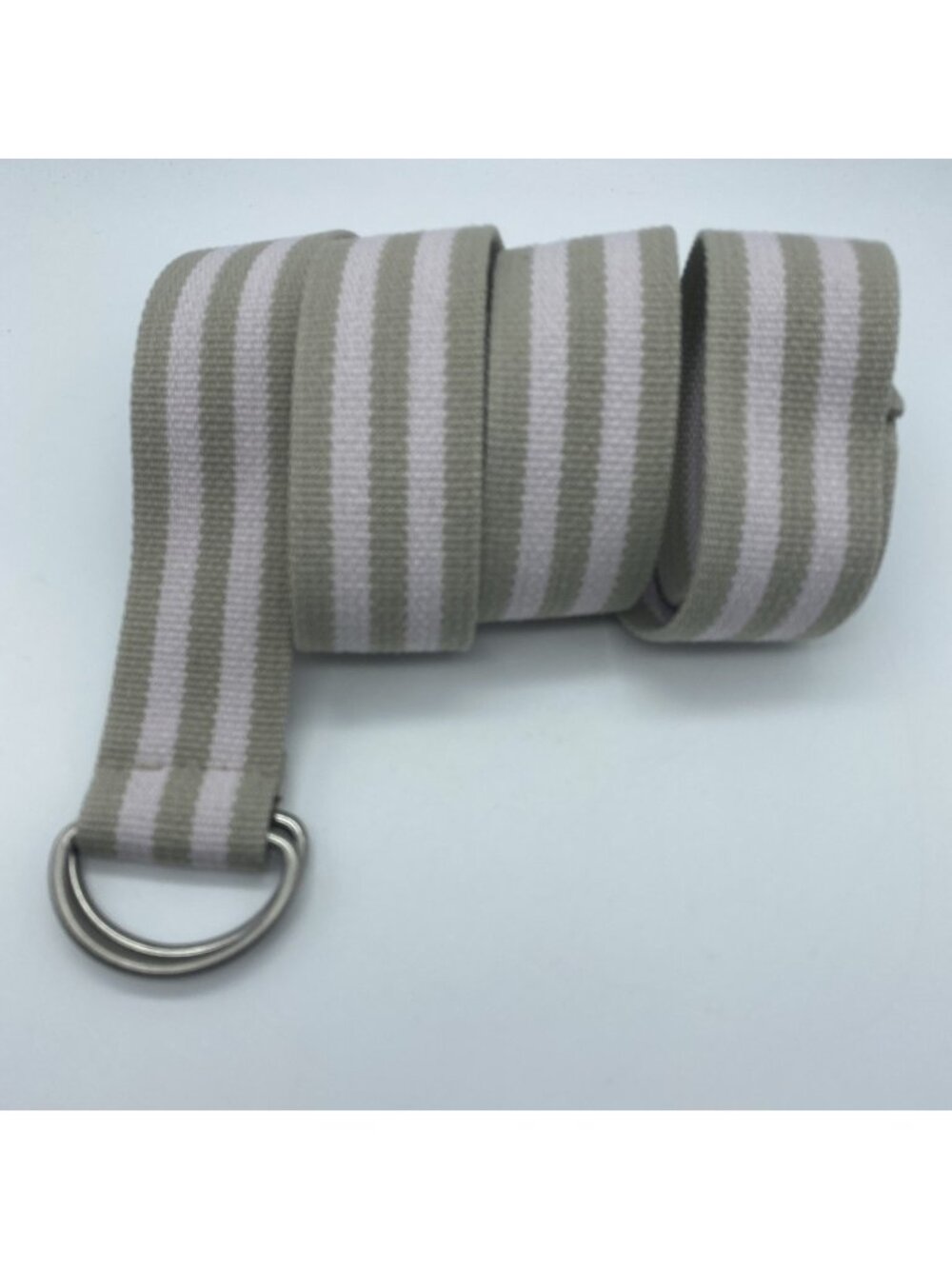 Men's Tan Pink Striped D-Ring Belt 42" Adjustable Casual 1.5" Wide